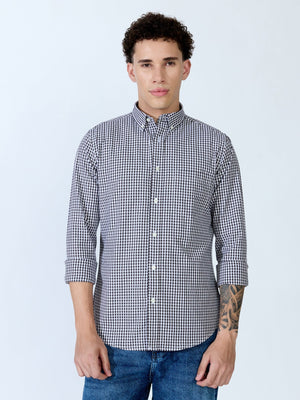Sara - 100% Cotton Gingham Shirt - Dark Coffee - Espanshe