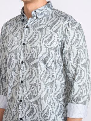 Men's Digital Printed Shirt - Light Sea Green