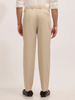 Maximilian - Beltless Formal Pant - Cream - Espanshe