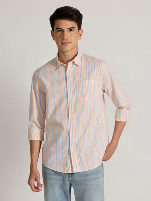 Paulson - Striped Shirt - Peach - Espanshe