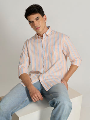 Men's Striped Shirt in peach
