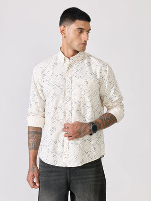 Nefilo - Oxford Printed Shirt - Cream - Espanshe