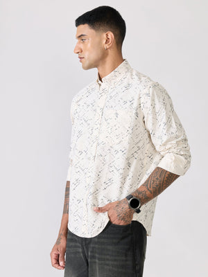 Nefilo - Oxford Printed Shirt - Cream - Espanshe