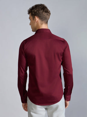 Yoyona - Turkish Fit Satin Shirt - Burgundy - Espanshe