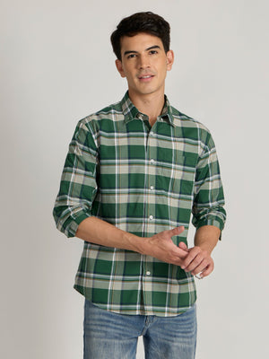 Torsten - Relaxed Fit Checks Shirt - Dark Green - Espanshe