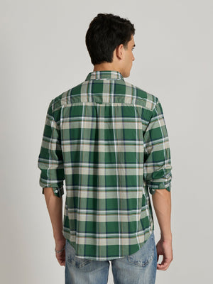 Torsten - Relaxed Fit Checks Shirt - Dark Green - Espanshe