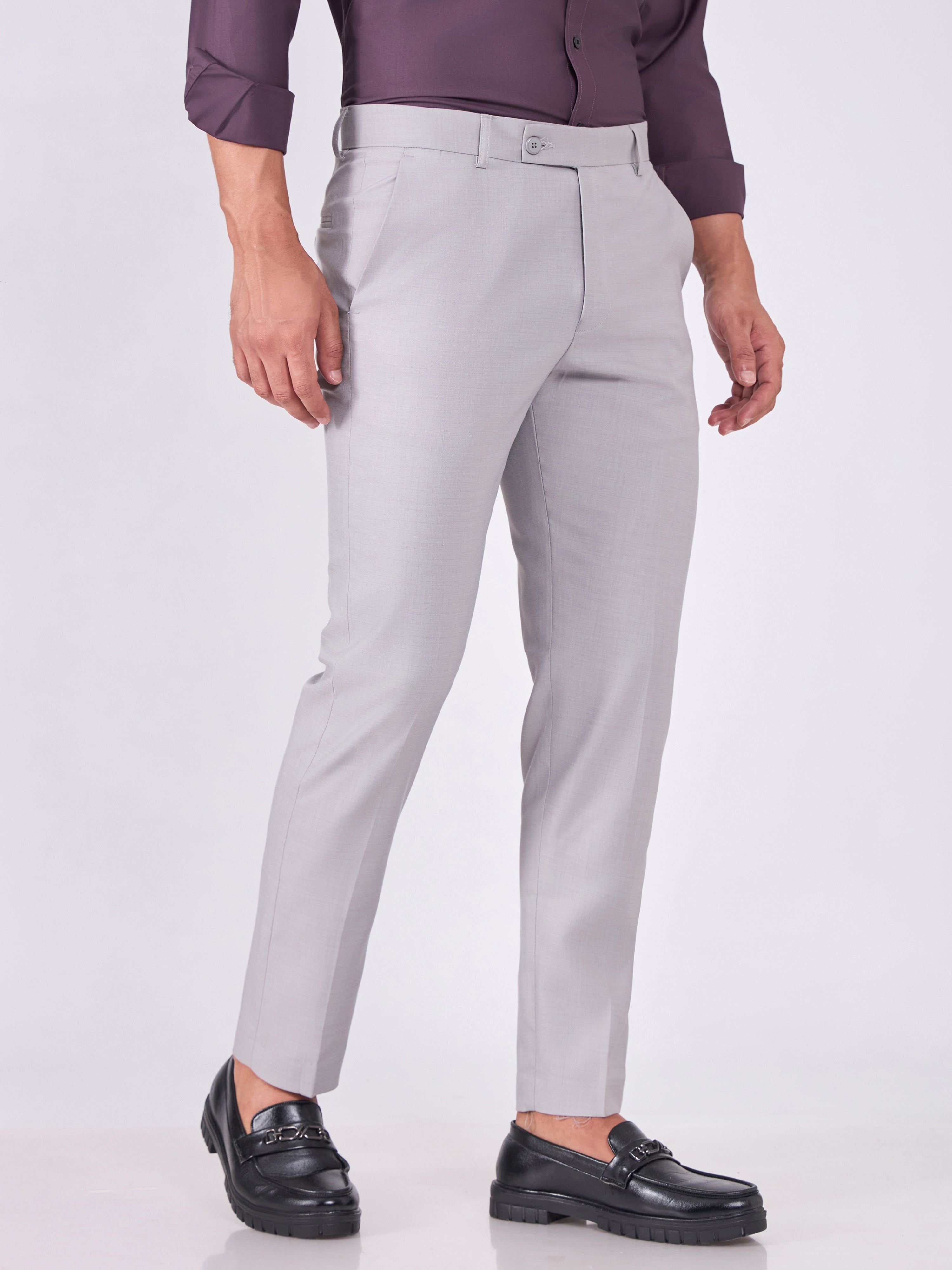 grey dress trousers mens Flat Front Trouser Slim Fit Charcoal Wool-Silk main image 1