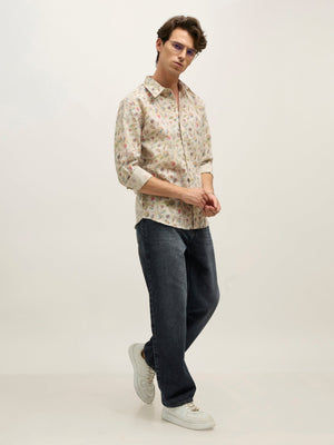 Westley - Regular Floral Printed Shirt - Yellow Green - Espanshe