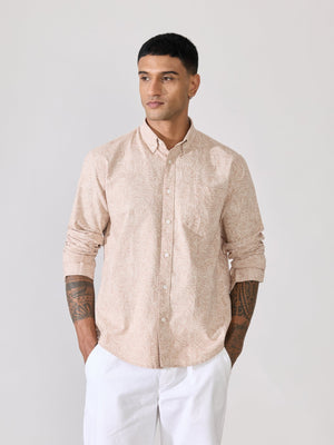 Nefilo - Oxford Printed Shirt - Beige - Espanshe