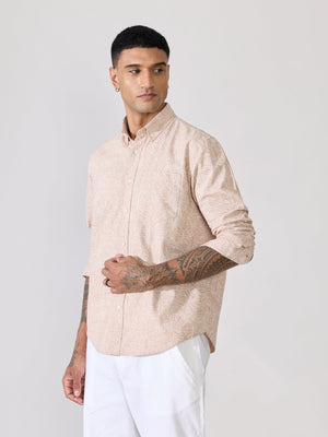 Nefilo - Oxford Printed Shirt - Beige - Espanshe