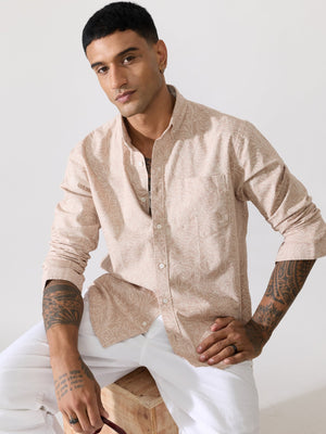 Nefilo - Oxford Printed Shirt - Beige - Espanshe