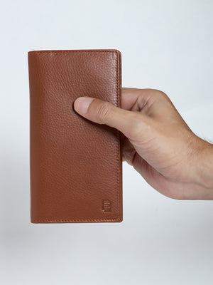 Men's Bi-Fold Leather Hand Wallet - Brown