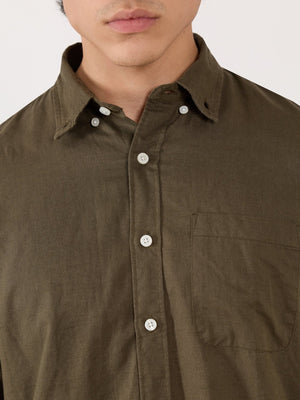 Taloko - Relaxed Linen Shirt - Olive Green - Espanshe