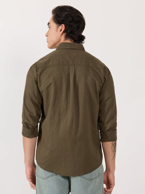 Taloko - Relaxed Linen Shirt - Olive Green - Espanshe
