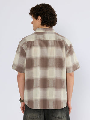 Orvar - Half Sleeve Checks Shirt - Brown - Espanshe