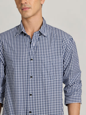 Men's Relaxed Fit Checks Shirt - Dark Blue