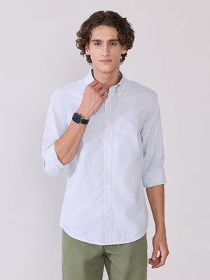 Erzela - Smart Fit Striped Shirt - Olive - Espanshe