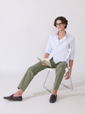 Erzela - Smart Fit Striped Shirt - Olive - Espanshe