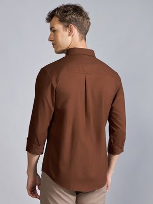 Flux - Relaxed Fit Oxford Shirt - Brown - Espanshe