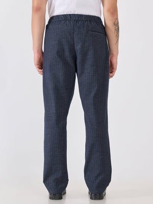 Banano - Striped Drawstring Loose Fit Pant - Navy - Espanshe