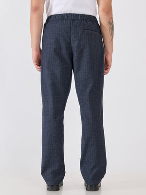 mens Striped Drawstring Loose Fit Pant - navy