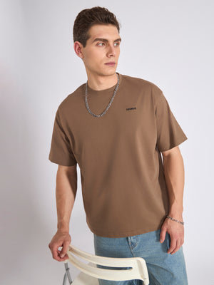 Men's Oversized Round neck T Shirt in brown