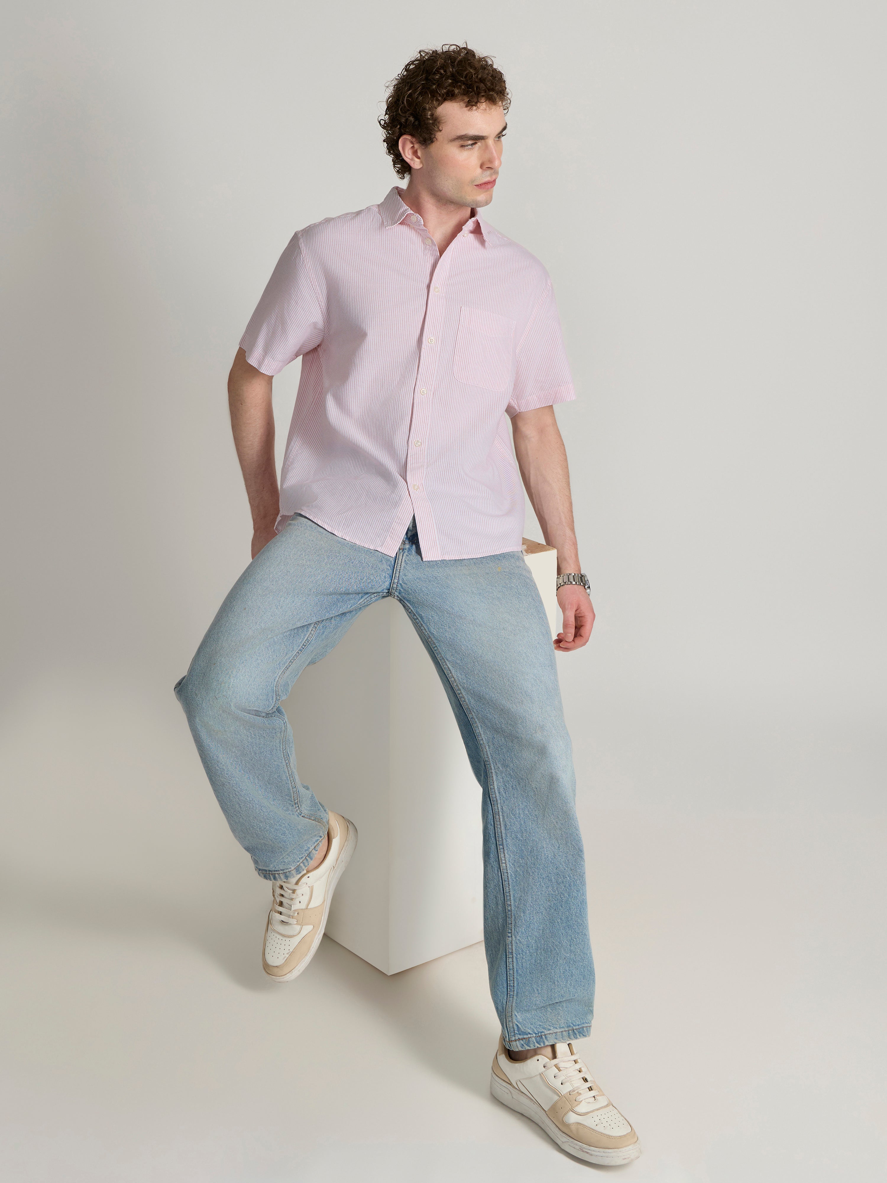 Men's Striped Shirt in light pink