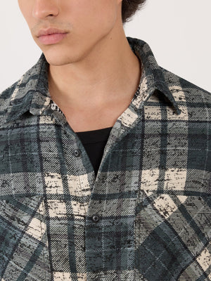 Temito - Oversized Halfsleeve Check Shirt - Corsair Blue - Espanshe
