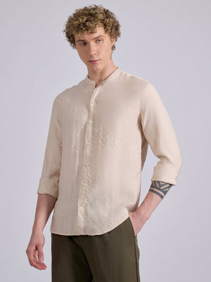 Pryor- Band Collar Plain Shirt - Pink - Espanshe