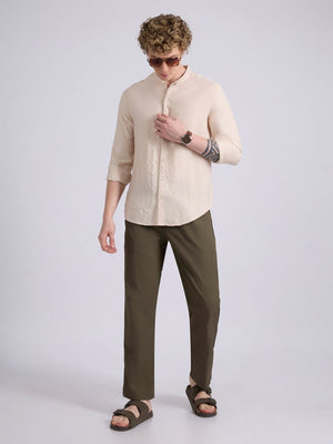 Pryor- Band Collar Plain Shirt - Pink - Espanshe
