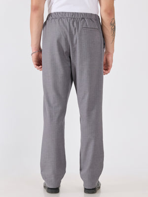 mens Striped Drawstring Loose Fit Pant - gray