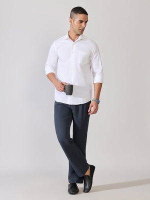 Valerius - Trim Fit Poplin Shirt - White - Espanshe
