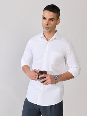 Valerius - Trim Fit Poplin Shirt - White - Espanshe