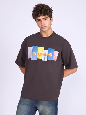 Men's Printed Baggy T-Shirt - ground coffee
