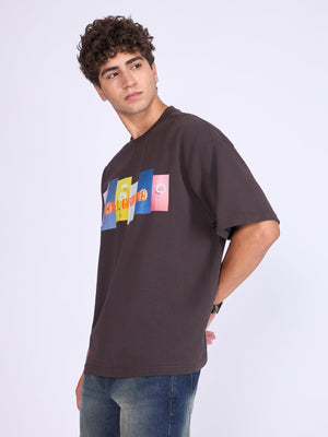 Everston - Still Growing Printed Baggy T-Shirt - Ground Coffee - Espanshe