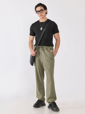 Banano - Striped Drawstring Loose Fit Pant - Olive - Espanshe