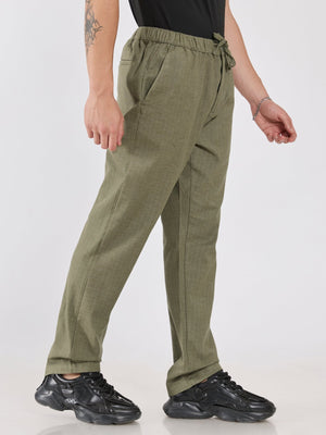 Banano - Striped Drawstring Loose Fit Pant - Olive - Espanshe