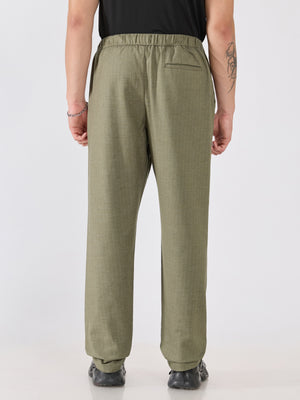 mens Striped Drawstring Loose Fit Pant - olive