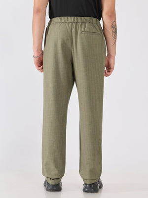 Banano - Striped Drawstring Loose Fit Pant - Olive - Espanshe