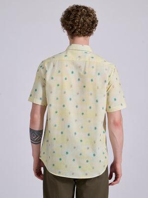Men's Printed Half Sleeve Shirt in pale yellow