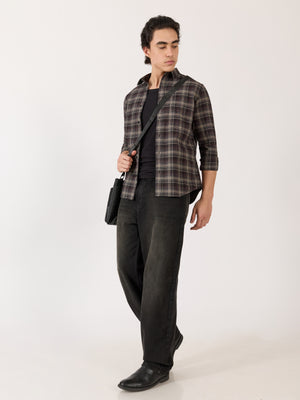 Men's Turkish Fit Checked Shirt - Maroon