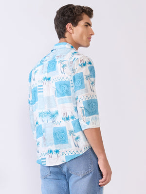 Mitaka - Relaxed Printed Shirt - Sky Blue - Espanshe