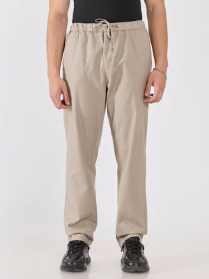 Banano - Striped Drawstring Loose Fit Pant - Beige - Espanshe