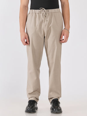 mens Striped Drawstring Loose Fit Pant - Beige