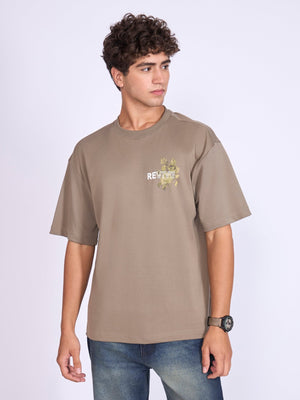 Trace - Revive Printed Loose Fit T-Shirt - Light Olive - Espanshe