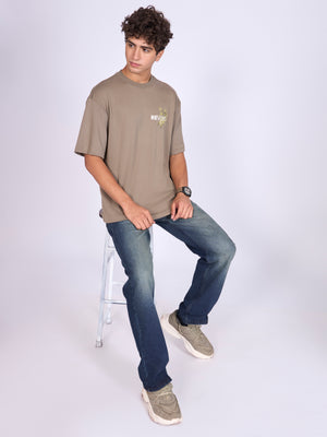 Trace - Revive Printed Loose Fit T-Shirt - Light Olive - Espanshe