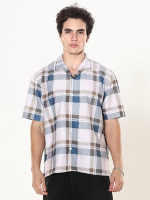 Kerenza - Checkered Lycra Shirt -Blue - Espanshe