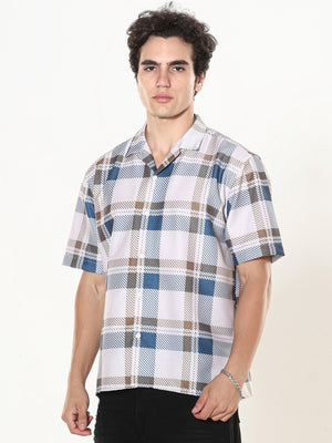 Kerenza - Checkered Lycra Shirt -Blue - Espanshe