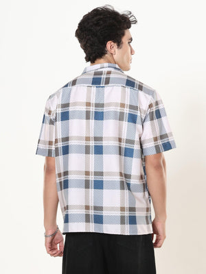 Kerenza - Checkered Lycra Shirt -Blue - Espanshe