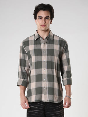 Ambar - Checkered Regular Shirt -Green - Espanshe